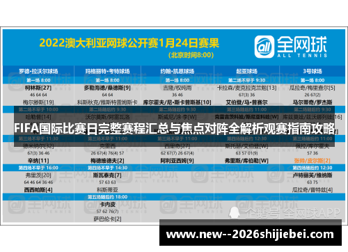 FIFA国际比赛日完整赛程汇总与焦点对阵全解析观赛指南攻略 FIFA国际比赛日完整赛程汇总与焦点对阵全解析观赛指南攻略